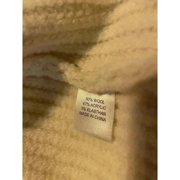 Tuckernuck Women’s Fringe Caswell Wool Sweater Ivory XL Cable Knit Stripe Crew - Picture 11 of 12